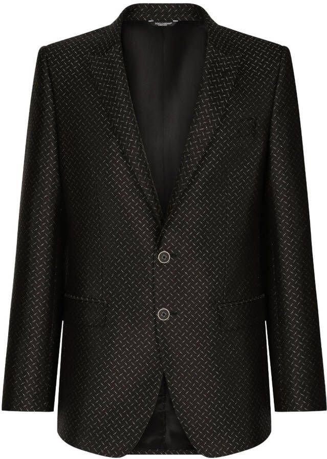 Dolce & Gabbana Colbert met enkele rij knopen en jacquard Zwart