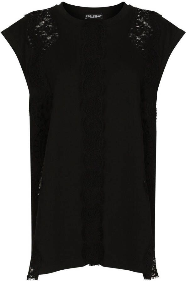 Dolce & Gabbana Blouse met afwerking van kant Zwart