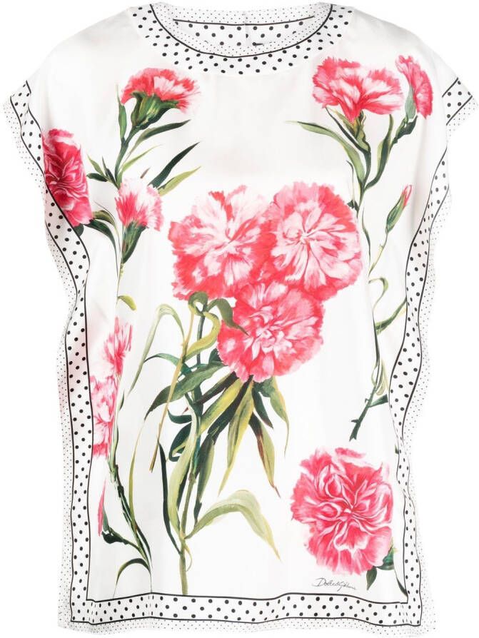 Dolce & Gabbana Blouse met bloemenprint Wit