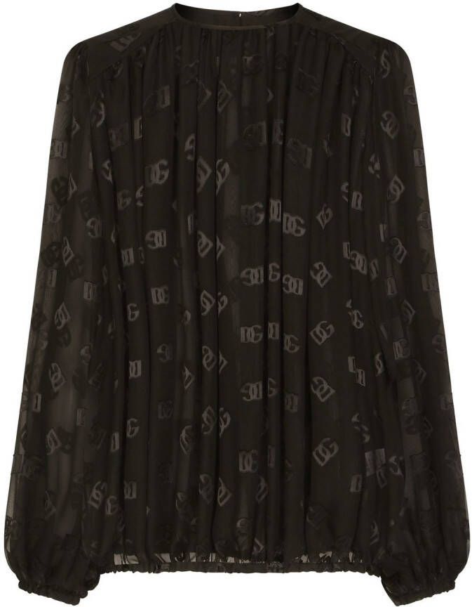 Dolce & Gabbana Satijnen blouse met DG-logo Zwart