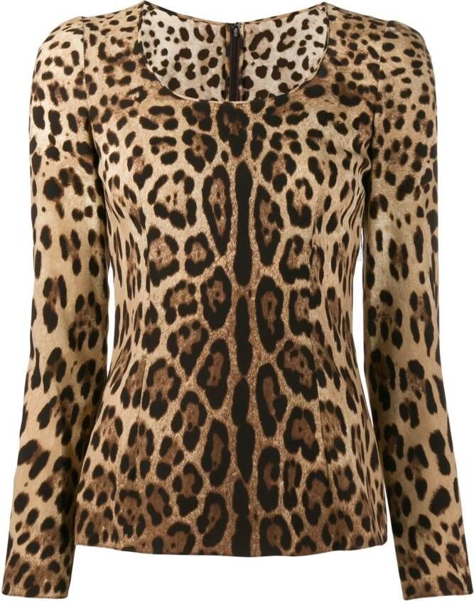 Dolce & Gabbana Blouse met luipaardprint Beige