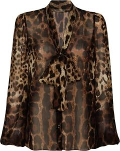 Dolce & Gabbana Blouse met luipaardprint Bruin