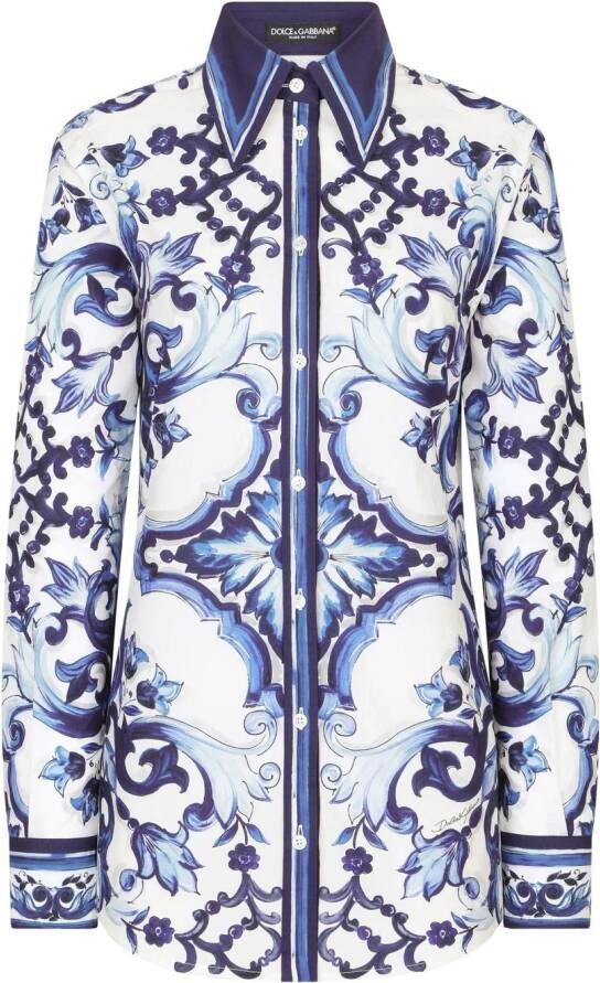 Dolce & Gabbana Popeline rok met print Blauw