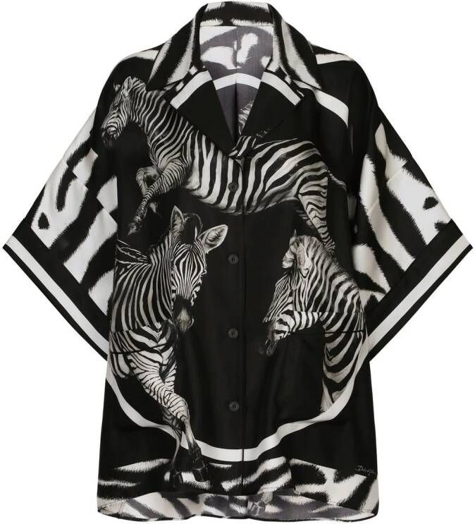 Dolce & Gabbana Twill blouse met zebraprint Zwart