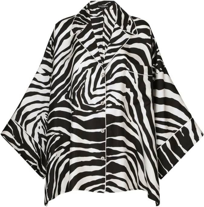 Dolce & Gabbana Twill blouse met zebraprint Zwart