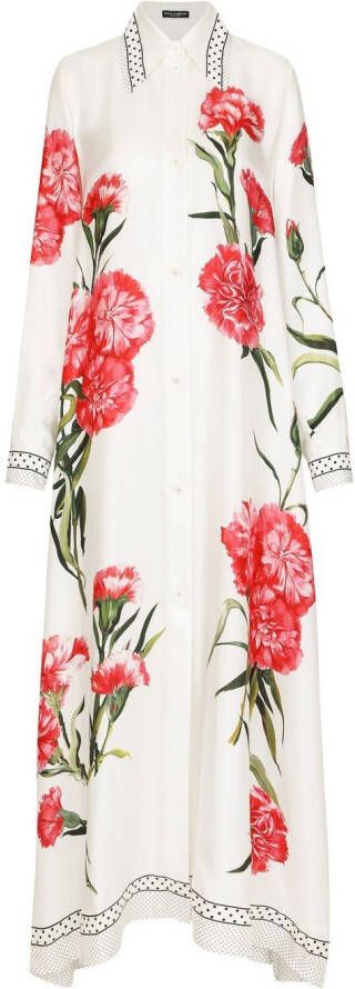 Dolce & Gabbana Blousejurk met bloemenprint Wit
