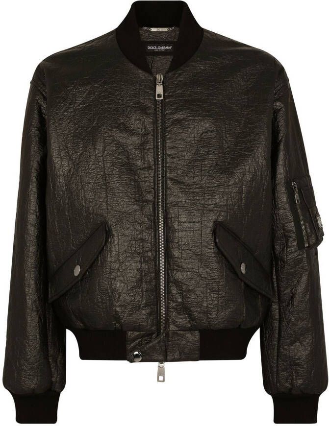 Dolce & Gabbana Bomberjack met gekreukte afwerking Zwart