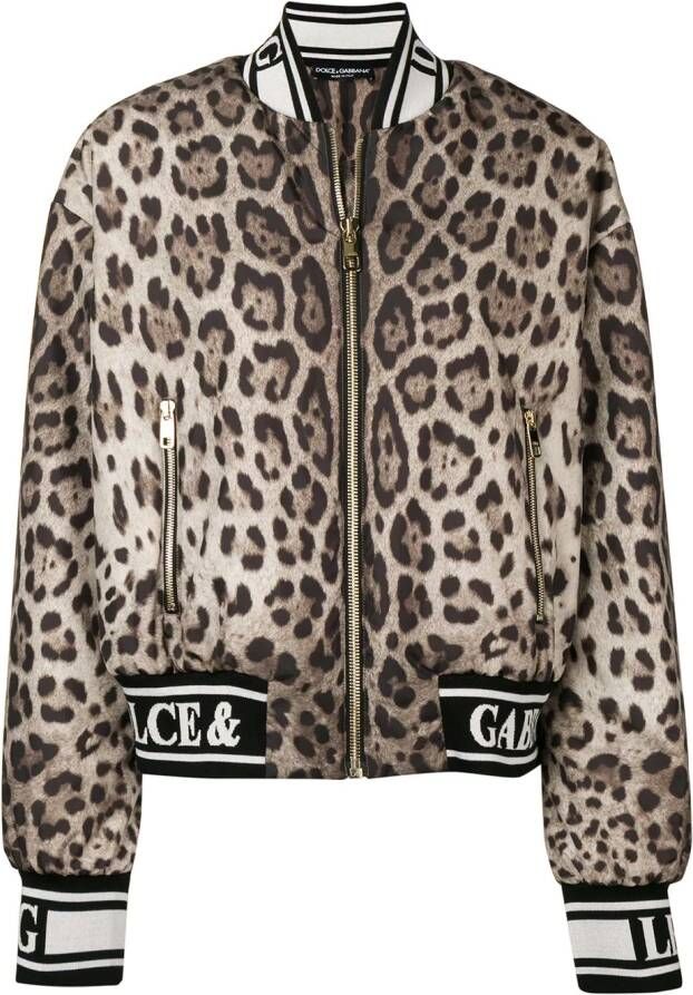 Dolce & Gabbana Bomberjack met luipaardprint Bruin