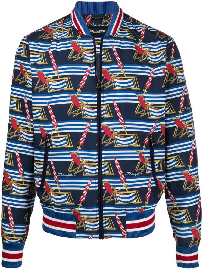 Dolce & Gabbana Bomberjack met print Blauw