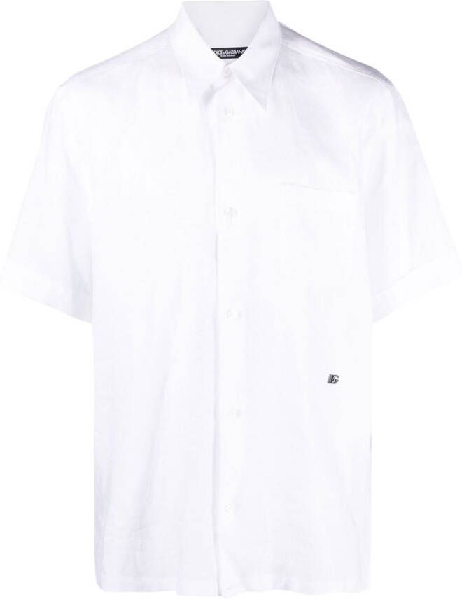 Dolce & Gabbana Bowlingshirt met logo plakkaat Wit