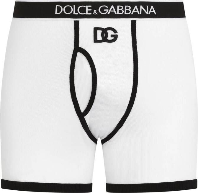 Dolce & Gabbana Boxershorts met logo en lange pijpen Wit