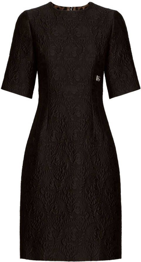 Dolce & Gabbana Midi-jurk met bloemen jacquard Zwart
