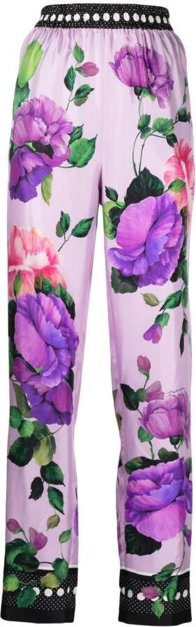 Dolce & Gabbana Broek met bloemenprint Paars