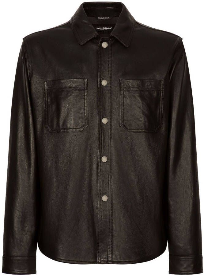 Dolce & Gabbana Leren overhemd Zwart