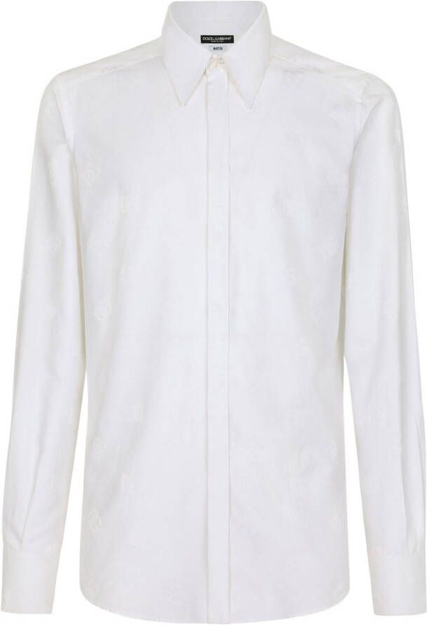 Dolce Gabbana Overhemd met jacquard Wit Kledingwinkel
