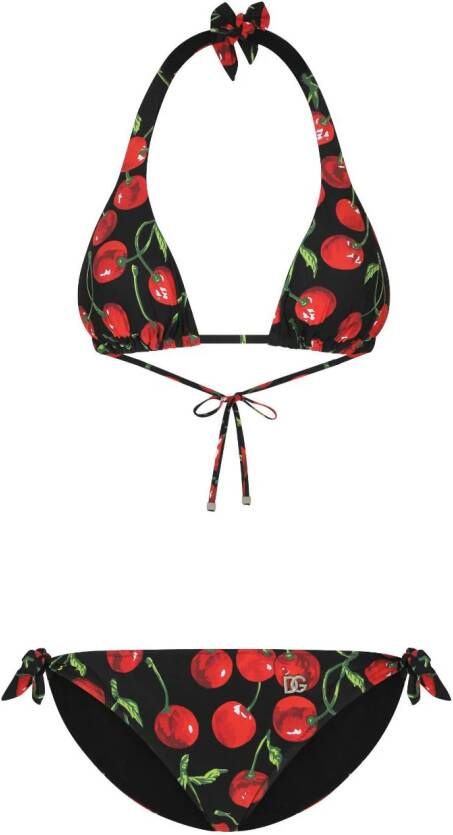 Dolce & Gabbana cherry-print triangle-cup bikini Zwart