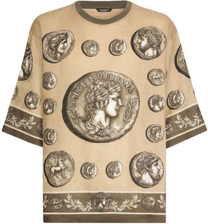 Dolce & Gabbana Coin-print T-shirt Beige