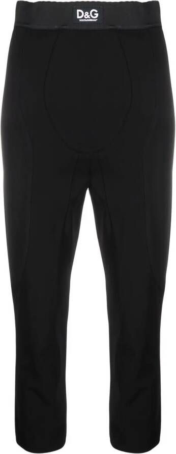 Dolce & Gabbana Cropped legging dames Viscose Spandex Elastane 46 Zwart