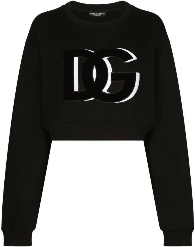Dolce & Gabbana Cropped sweater met DG-logo Zwart