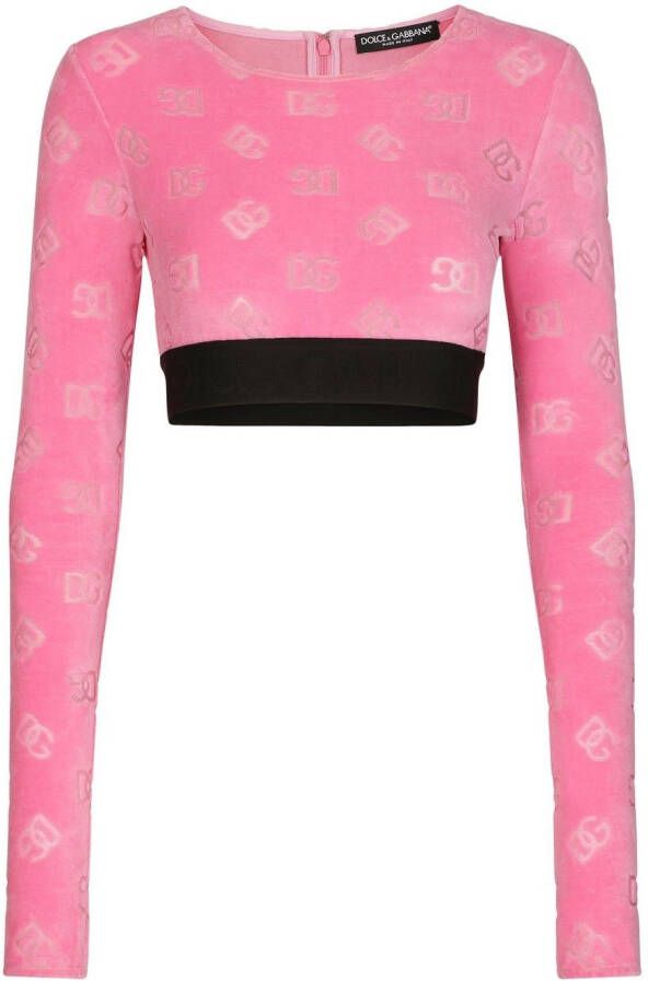 Dolce & Gabbana Cropped top met DG-logo Roze