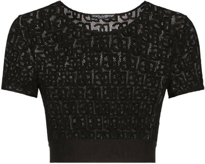 Dolce & Gabbana Tulen T-shirt met DG-logo Zwart