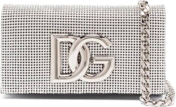 Dolce & Gabbana Schoudertas verfraaid met kristallen logo Beige