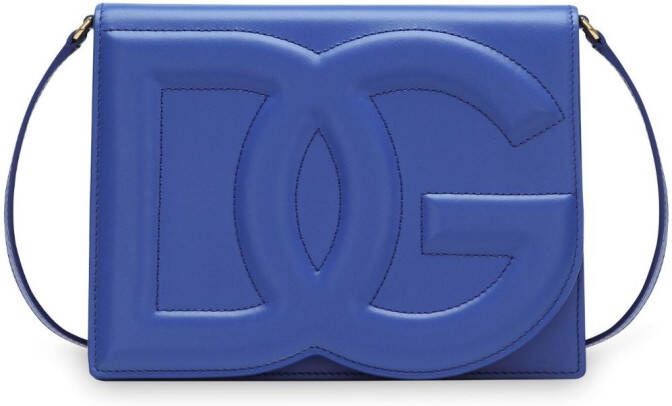 Dolce & Gabbana Leren crossbodytas met DG logo Blauw