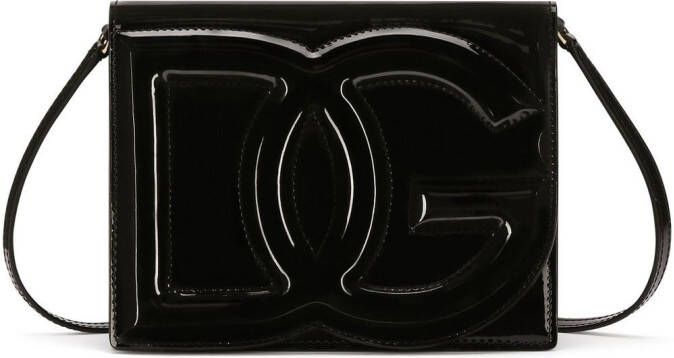Dolce & Gabbana Leren crossbodytas met DG logo Zwart