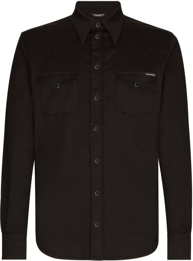 Dolce & Gabbana Gecoat denim overhemd Zwart