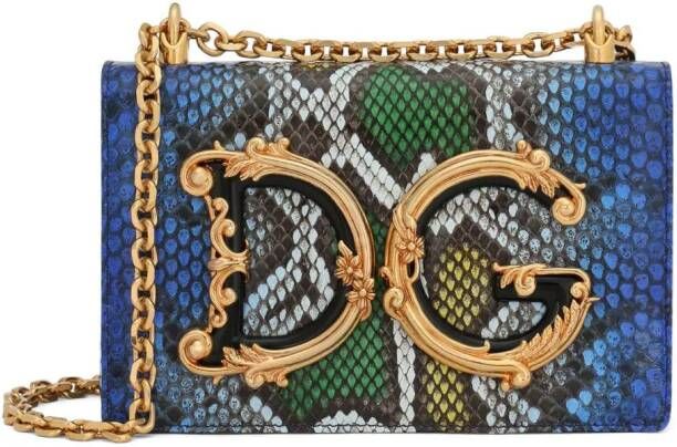 Dolce & Gabbana DG Girls crossbodytas met pythonleer-effect Blauw