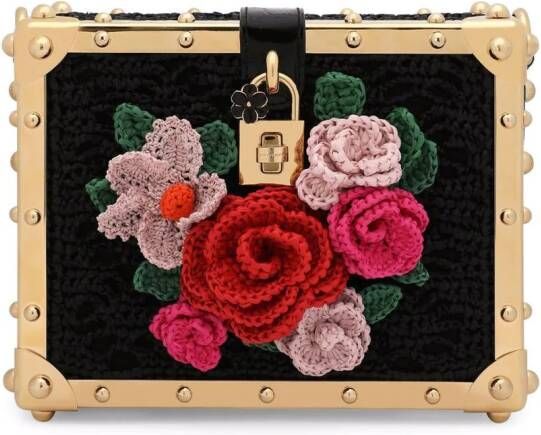 Dolce & Gabbana Dolce Box raffia tas met handgreep Zwart