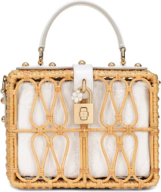 Dolce & Gabbana Dolce Box rieten tas met handgreep Bruin