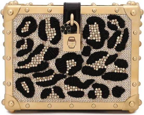 Dolce & Gabbana Satijnen Dolce Box tas met handgreep Beige