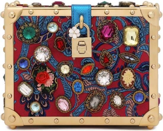 Dolce & Gabbana Dolce Box tas met handgreep en jacquard Blauw