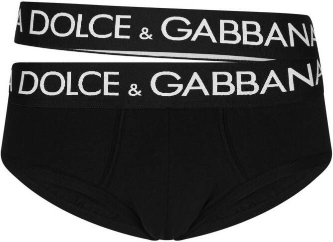 Dolce & Gabbana Slip met dubbele logoband Zwart