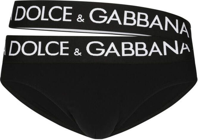 Dolce & Gabbana Bikinislip met dubbele tailleband Zwart