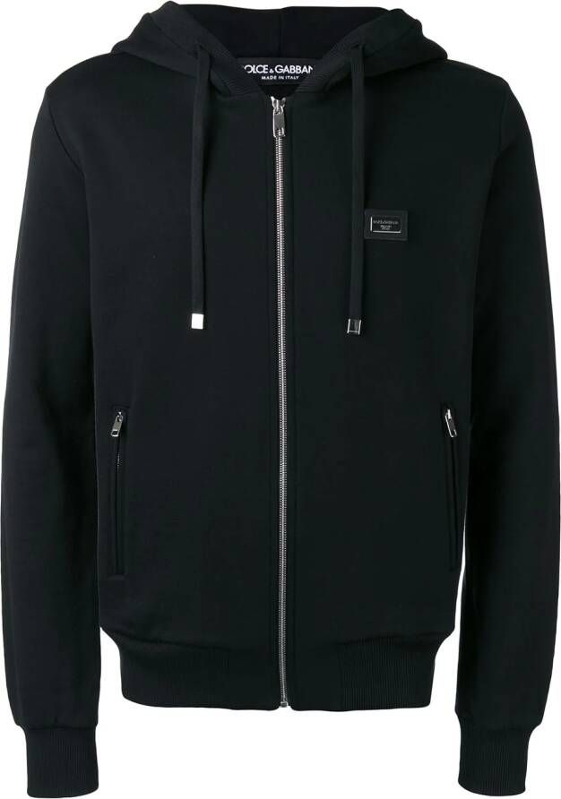 Dolce & Gabbana drawstring zip hoodie Zwart