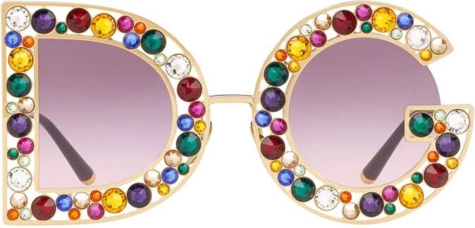 Dolce & Gabbana Eyewear DG zonnebril verfraaid met kristallen Paars