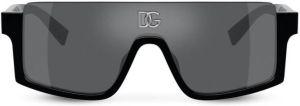 Dolce & Gabbana Eyewear logo-lettering shield-frame sunglasses Zwart