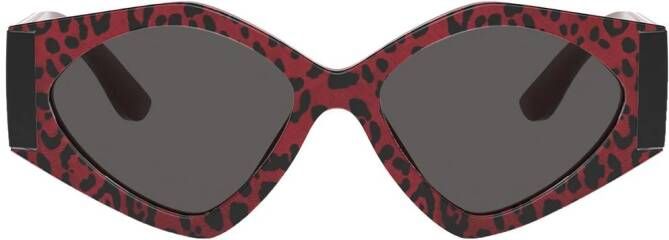 Dolce & Gabbana Eyewear Zonnebril met luipaardprint Rood
