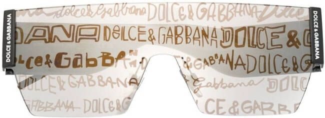 Dolce & Gabbana Eyewear Zonnebril met schild montuur Zwart