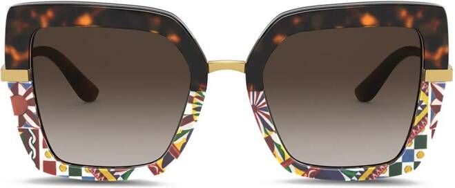 Dolce & Gabbana Eyewear Zonnebril met vierkant montuur Bruin