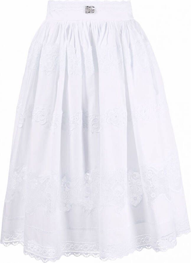Dolce & Gabbana Flared midi-rok Wit