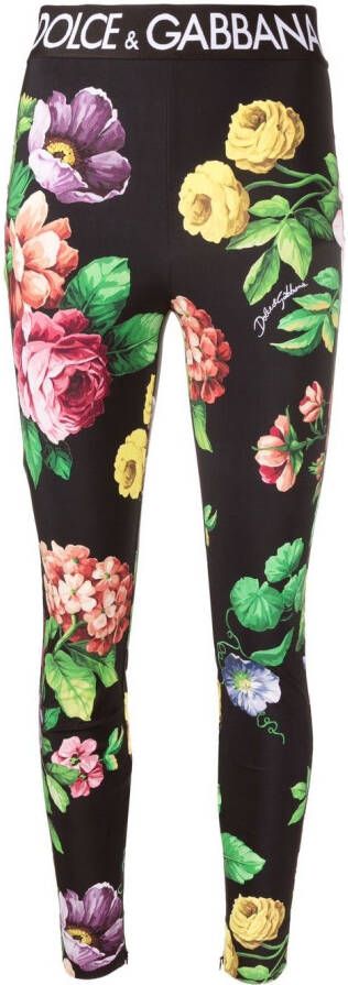 Dolce & Gabbana Legging met bloemenprint Zwart