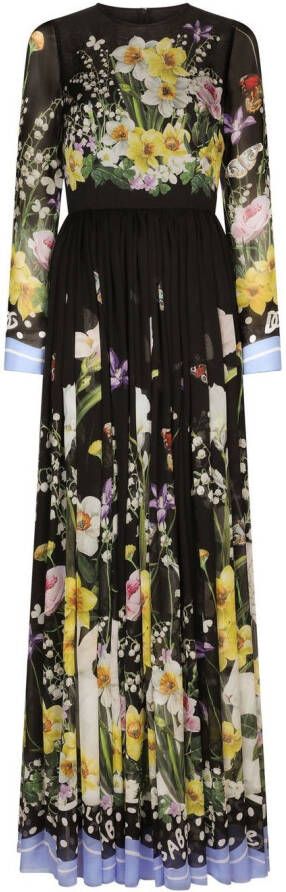 Dolce & Gabbana Maxi-jurk met bloemenprint Zwart