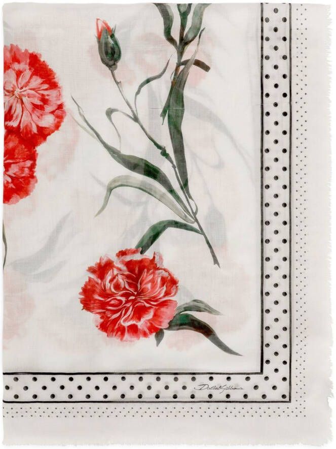 Dolce & Gabbana Sjaal met bloemenprint Wit