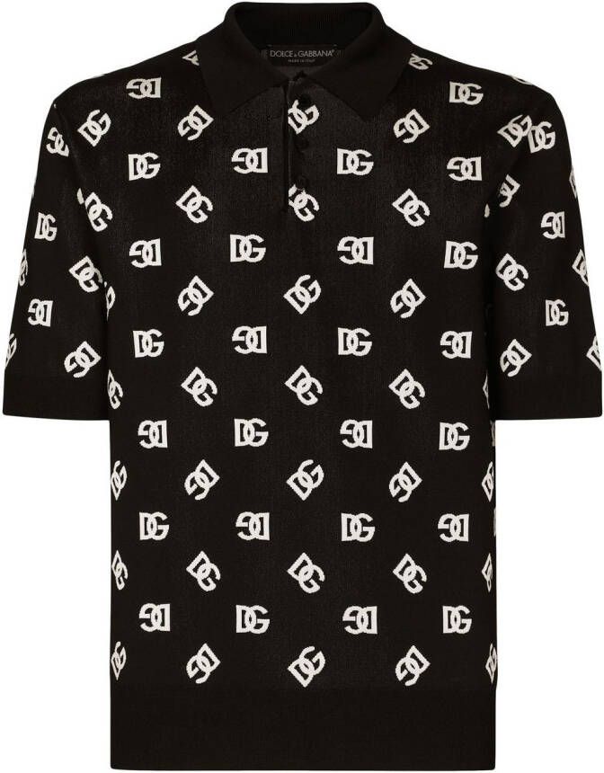 Dolce & Gabbana Poloshirt met DG-logo jacquard Zwart