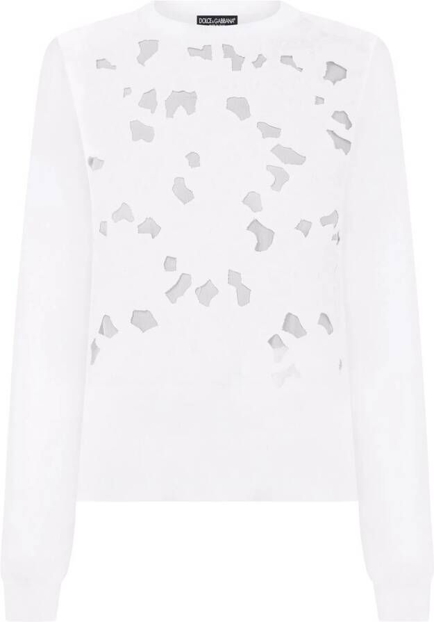 Dolce & Gabbana Zijden trui met borduurwerk Wit