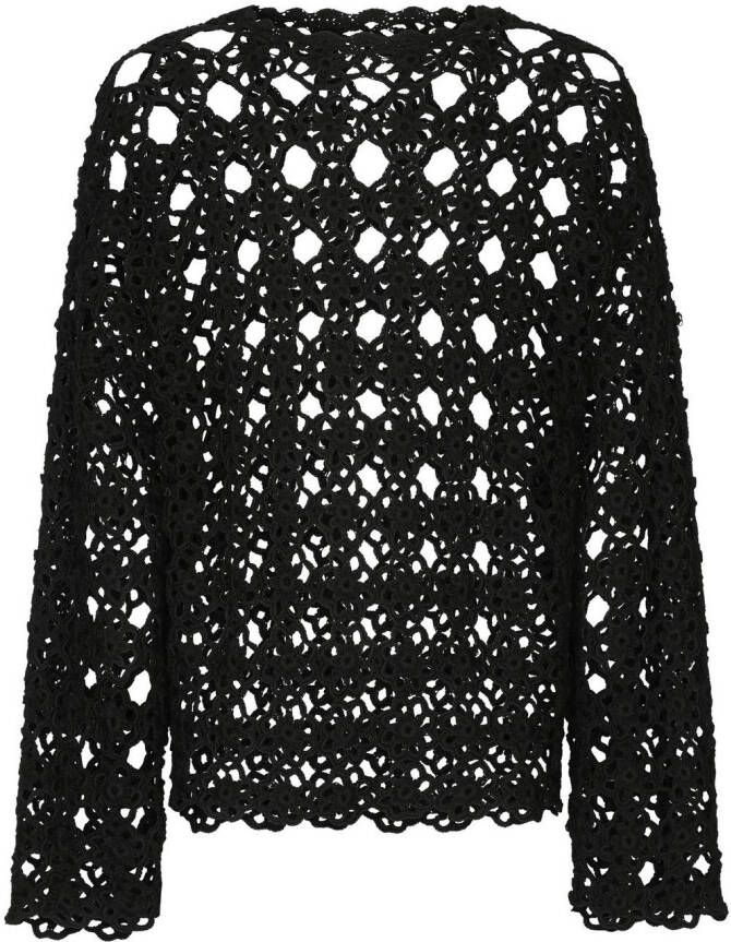 Dolce & Gabbana Opengebreide katoenen trui Zwart