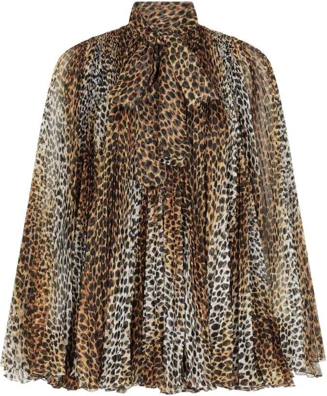 Dolce & Gabbana Geplooide mini-jurk Bruin